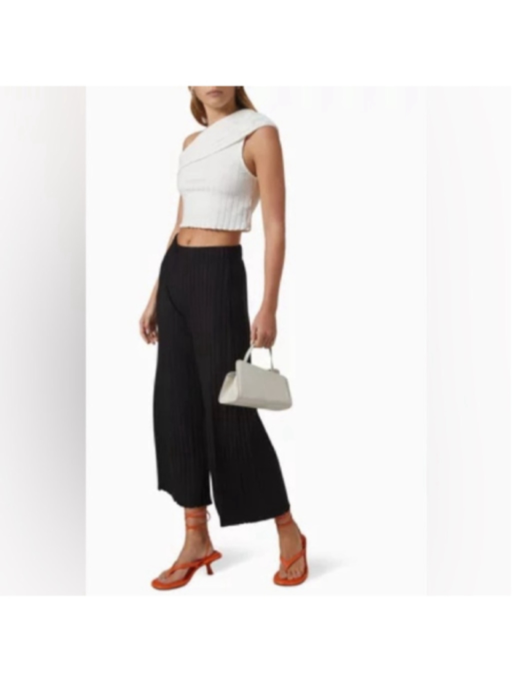 Simon Miller Alder Black Ribbed Trousers cropped wide leg luxury comfort sz M